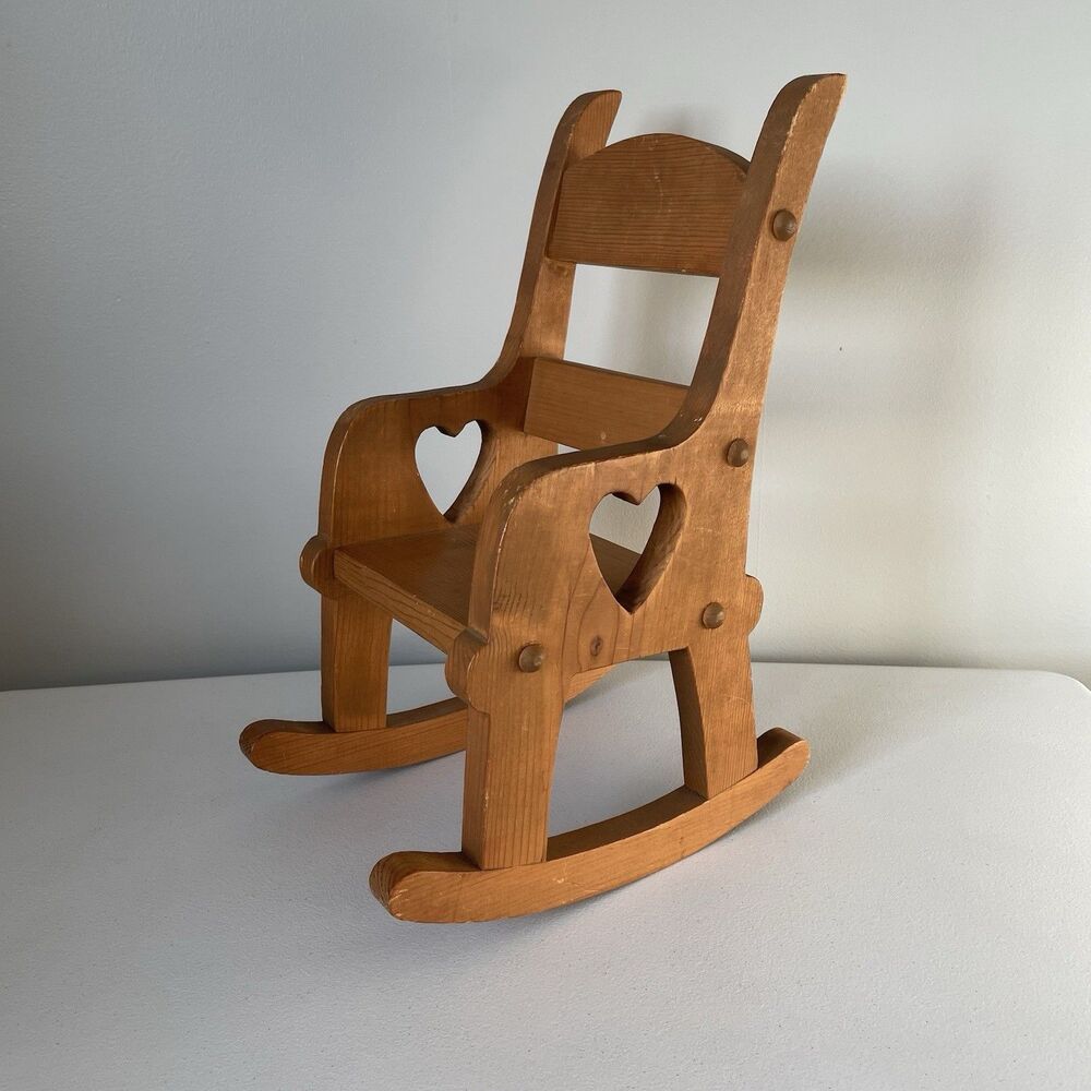 Vintage Wooden Doll Rocking Chair Cottagecore Country Brown 14' Doll Furniture